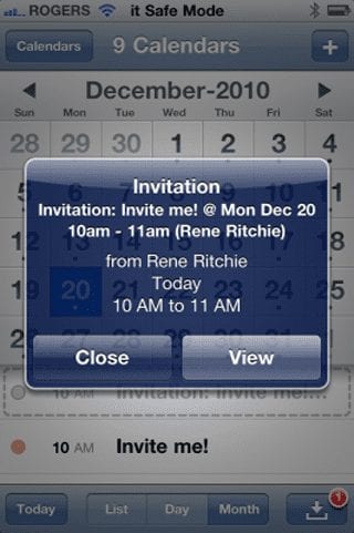 iPhone позволяет вам принимать приглашения Outlook