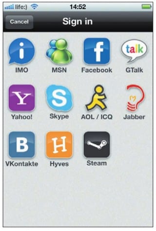 Сервисы интернет-коммуникации, поддерживаемые приложением imo instant messenger 