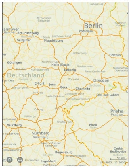 Карта Германии на экране iPad 