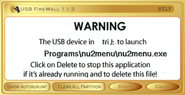 Окно отображения поиска вредоносного ПО брандмауэра Net Studio USB FireWall 1.1.3