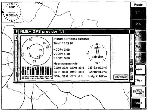 Представление информации с GPS-приемника на экране КПК
