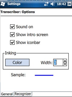 Экран Опции Transcriber (Transcriber Options)