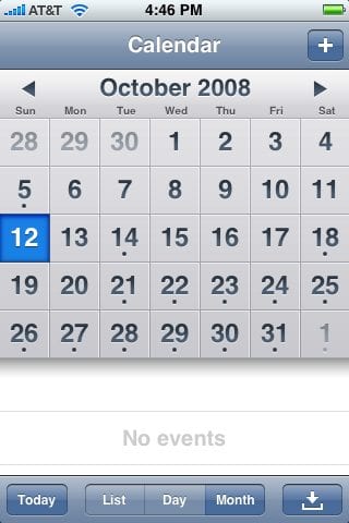 Приложенпие Calendar на iPhone
