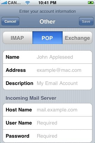 Настройка почтовых ящиков РОРЗ и IMAP на iPhone