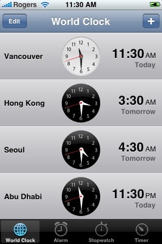 World Clock на iPhone