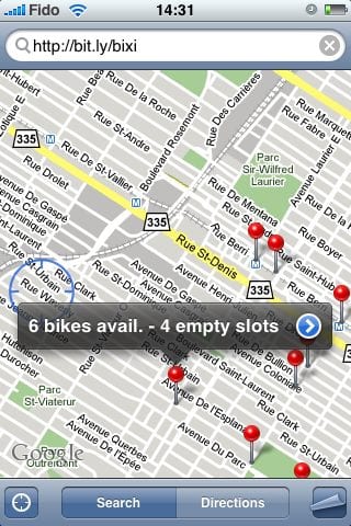 Поиск адресов в программе Maps на iPhone