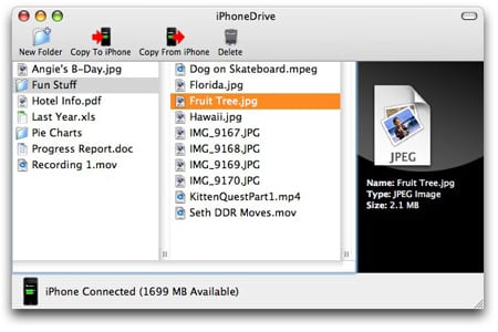 iPhoneDrive позволяет хранить файлы в iPhone