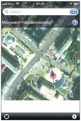 Вид из космоса на площадь Независимости в Киеве 