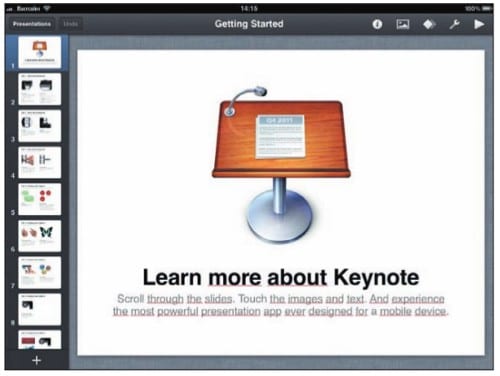 презентация Keynote на экране iPad