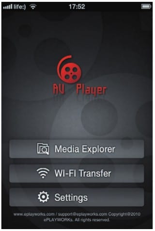 Главное меню видеоплейера AVPlayer