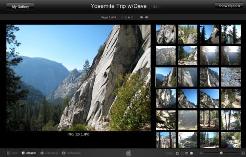 Фотогалерея в MobileMe на iPad