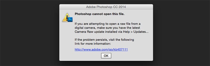 Ошибка Adobe Photoshop